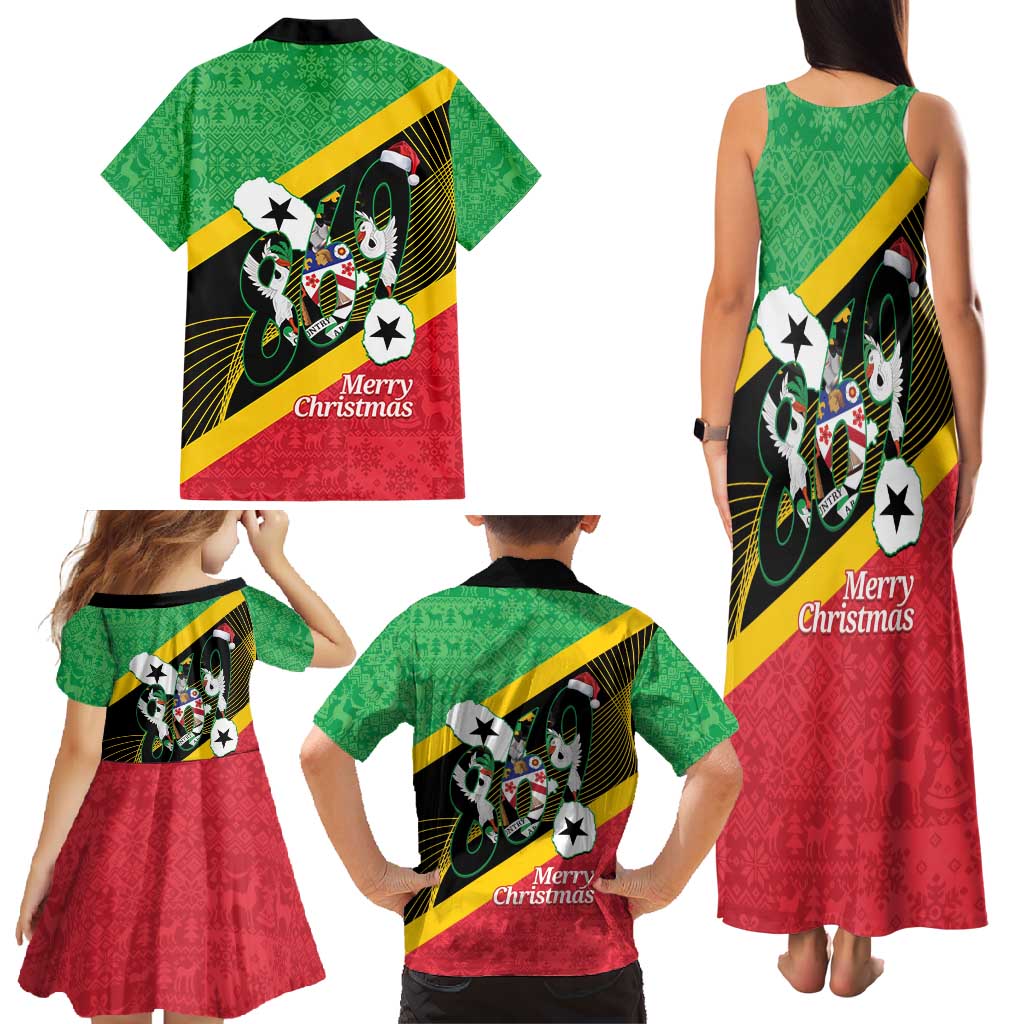 St Kitts and Nevis Christmas Family Matching Tank Maxi Dress and Hawaiian Shirt 869 Proud With Map - Wonder Print Shop