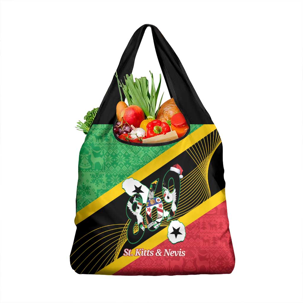 St Kitts and Nevis Christmas Grocery Bag 869 Proud With Map - Wonder Print Shop