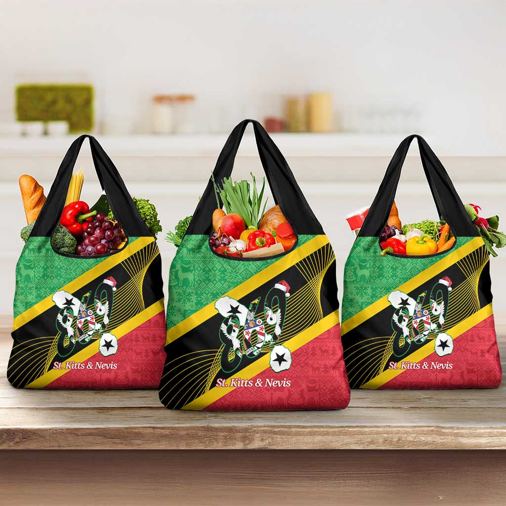St Kitts and Nevis Christmas Grocery Bag 869 Proud With Map - Wonder Print Shop