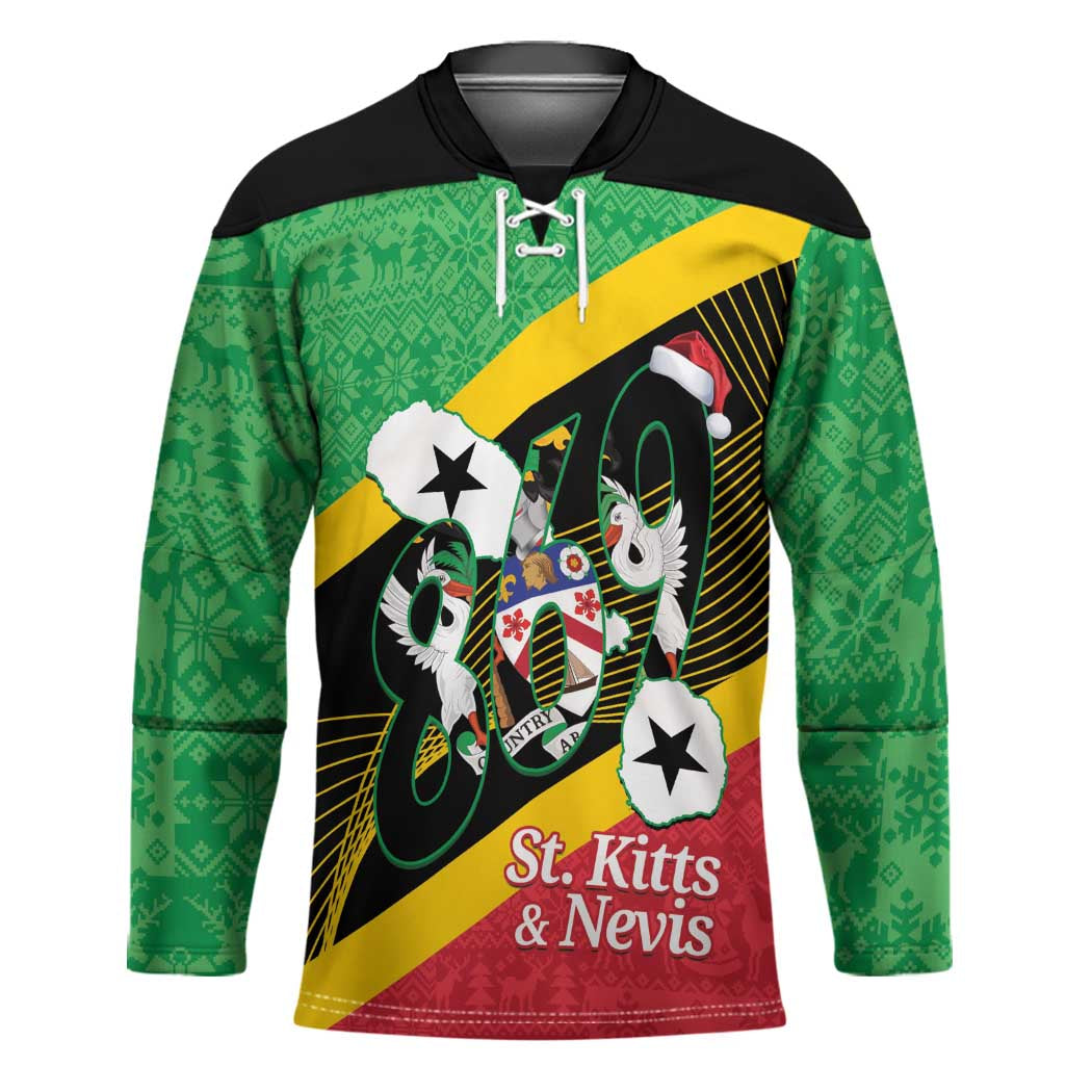 St Kitts and Nevis Christmas Hockey Jersey 869 Proud With Map - Wonder Print Shop
