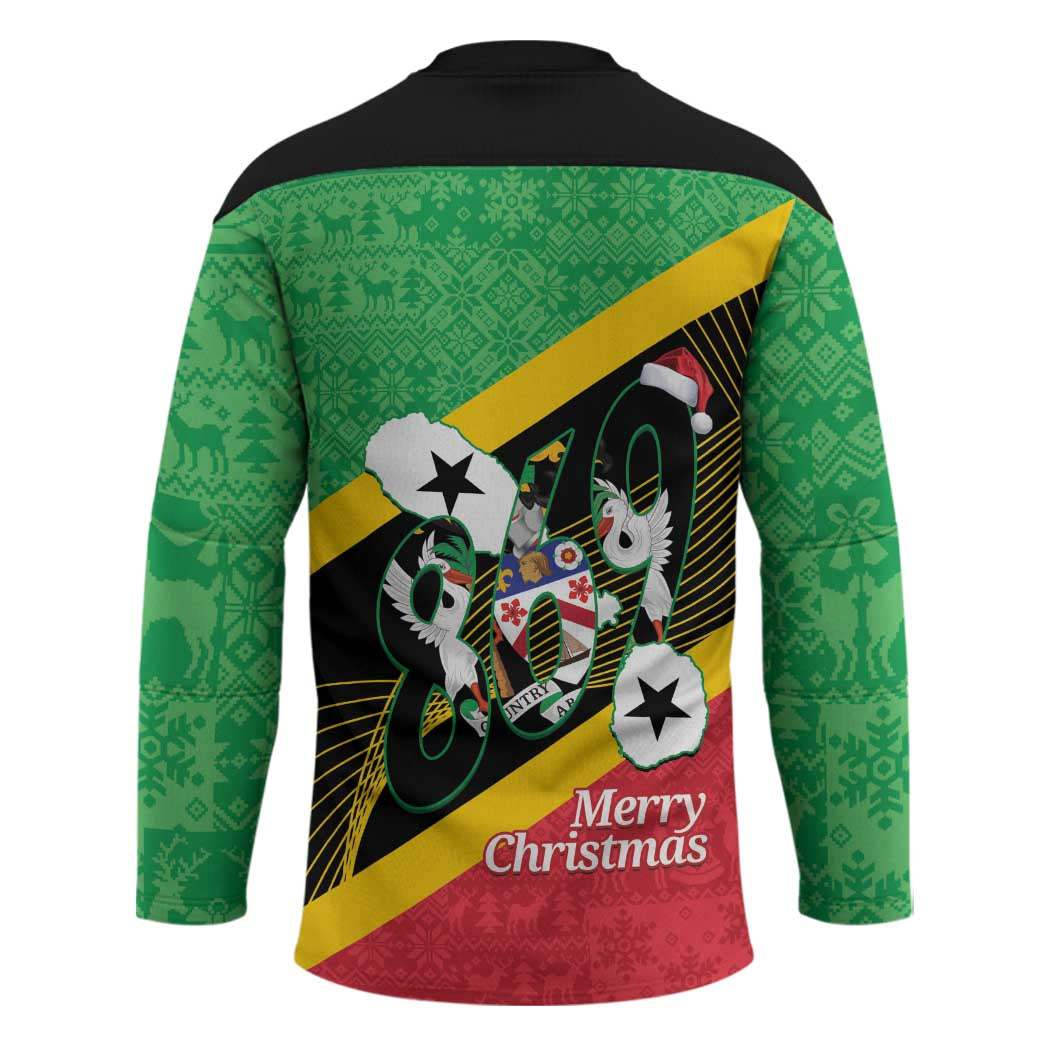 St Kitts and Nevis Christmas Hockey Jersey 869 Proud With Map - Wonder Print Shop