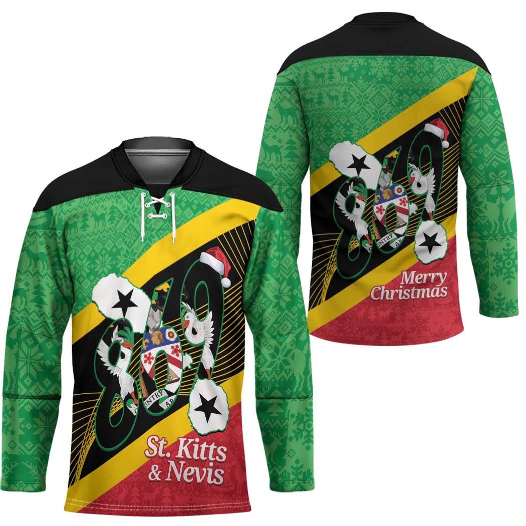 St Kitts and Nevis Christmas Hockey Jersey 869 Proud With Map - Wonder Print Shop