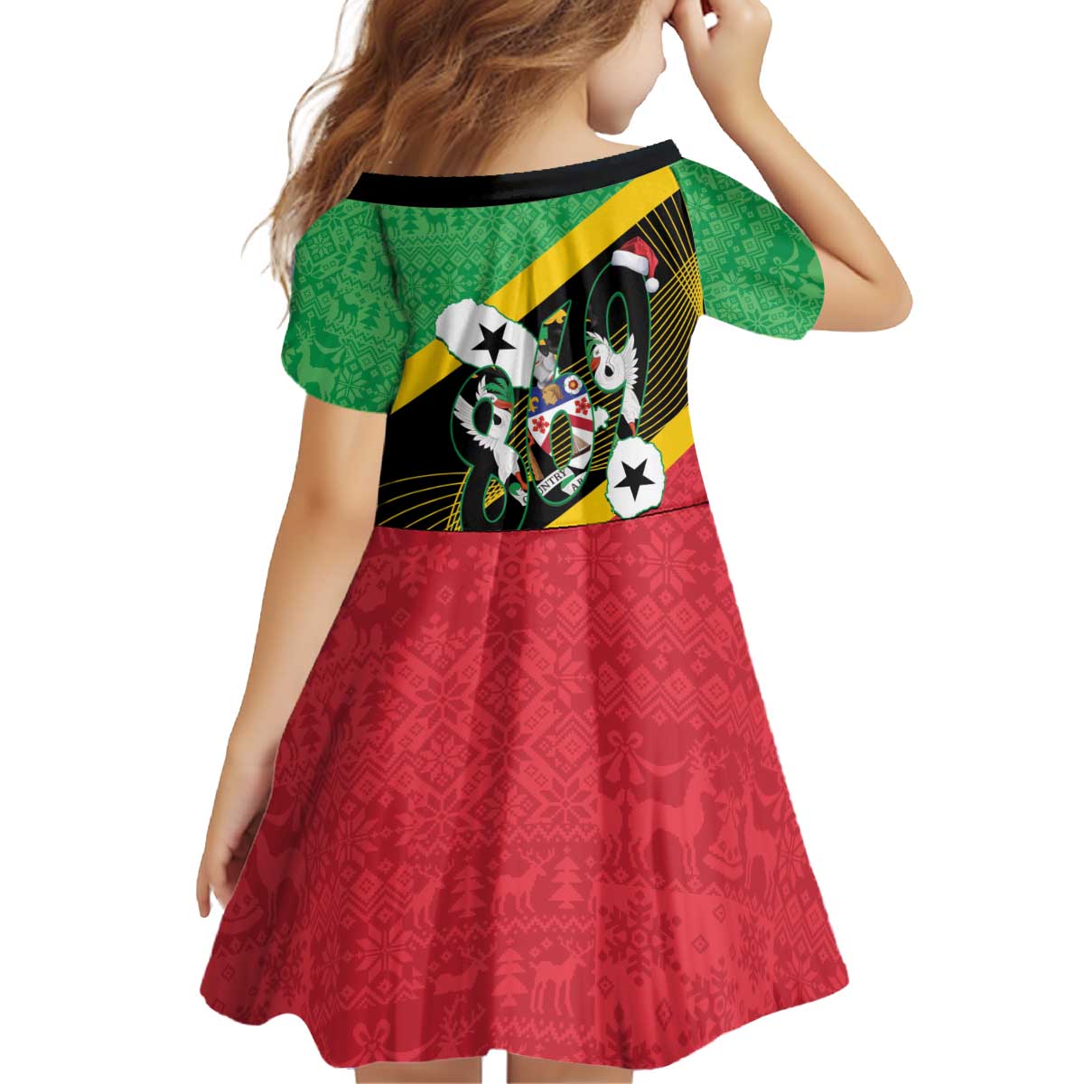 St Kitts and Nevis Christmas Kid Short Sleeve Dress 869 Proud With Map - Wonder Print Shop