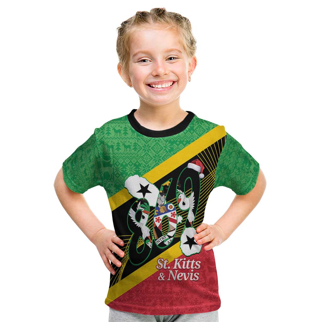 St Kitts and Nevis Christmas Kid T Shirt 869 Proud With Map - Wonder Print Shop