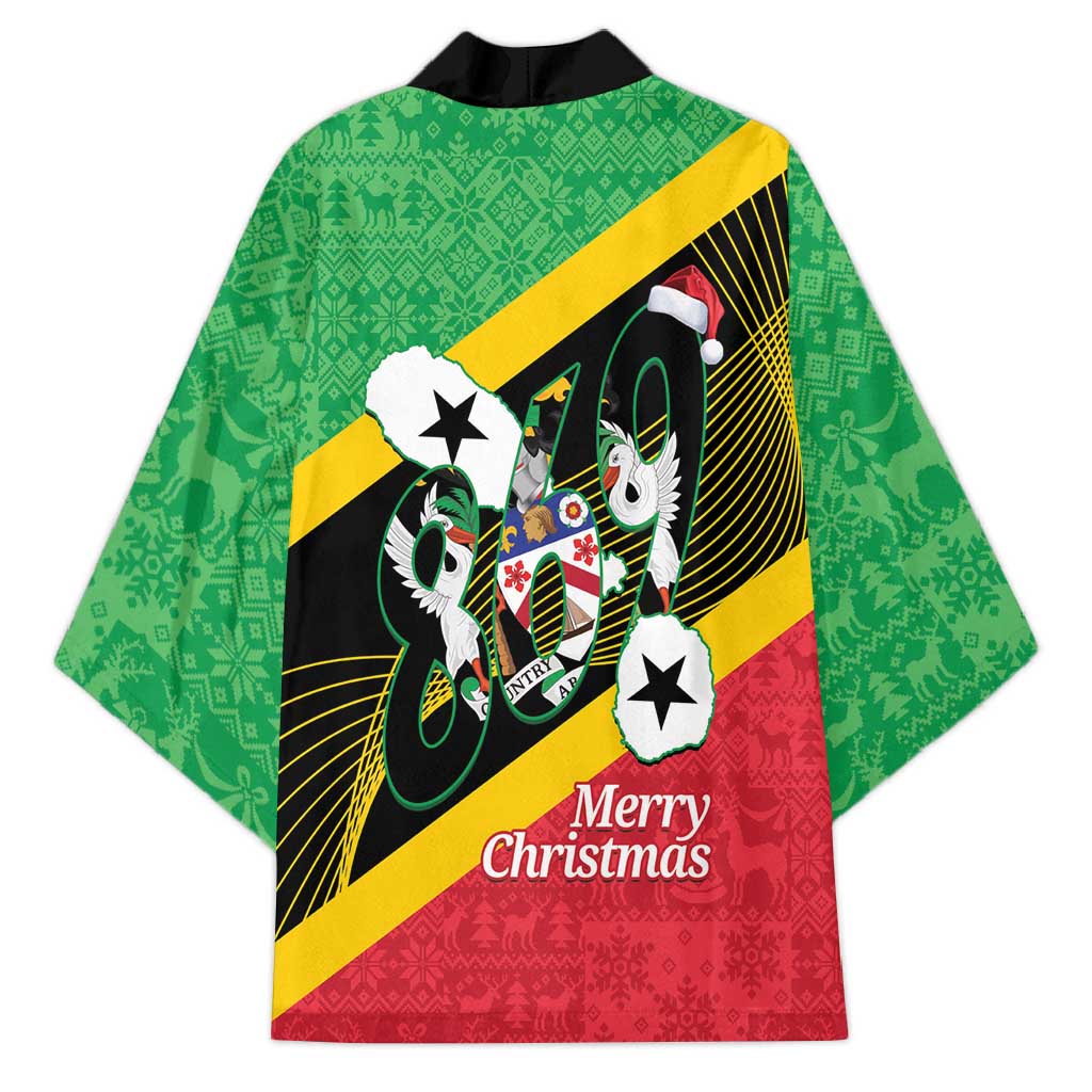 St Kitts and Nevis Christmas Kimono 869 Proud With Map - Wonder Print Shop
