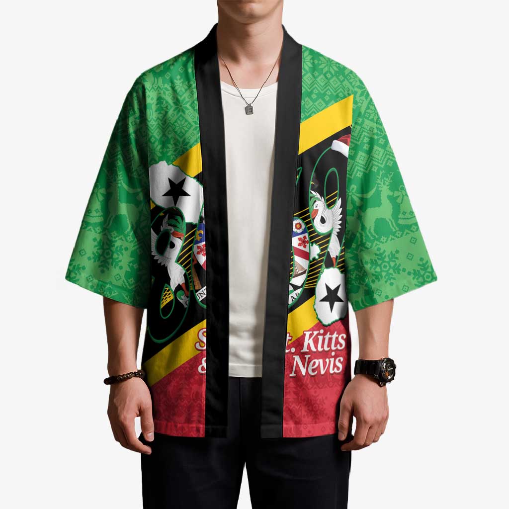 St Kitts and Nevis Christmas Kimono 869 Proud With Map - Wonder Print Shop