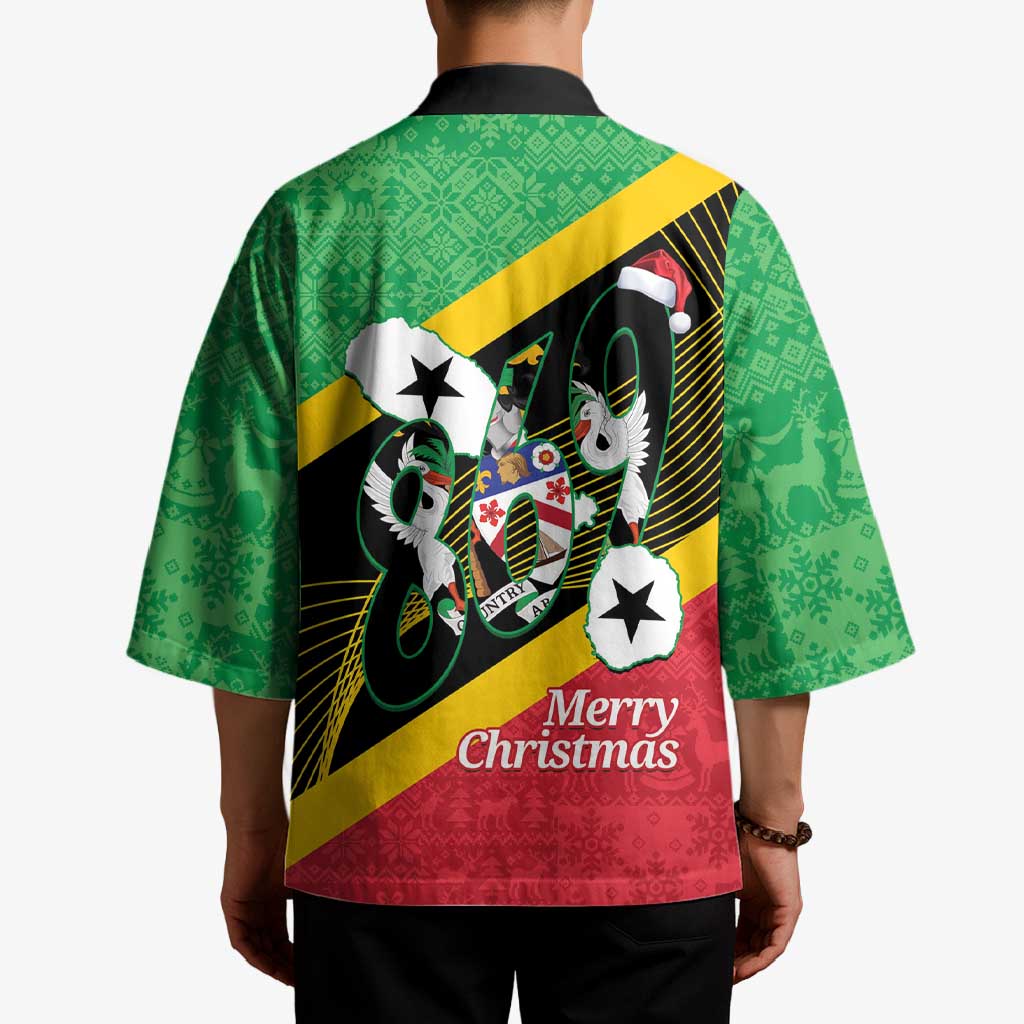 St Kitts and Nevis Christmas Kimono 869 Proud With Map - Wonder Print Shop