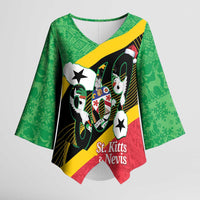St Kitts and Nevis Christmas Kimono Sleeve Blouse 869 Proud With Map - Wonder Print Shop