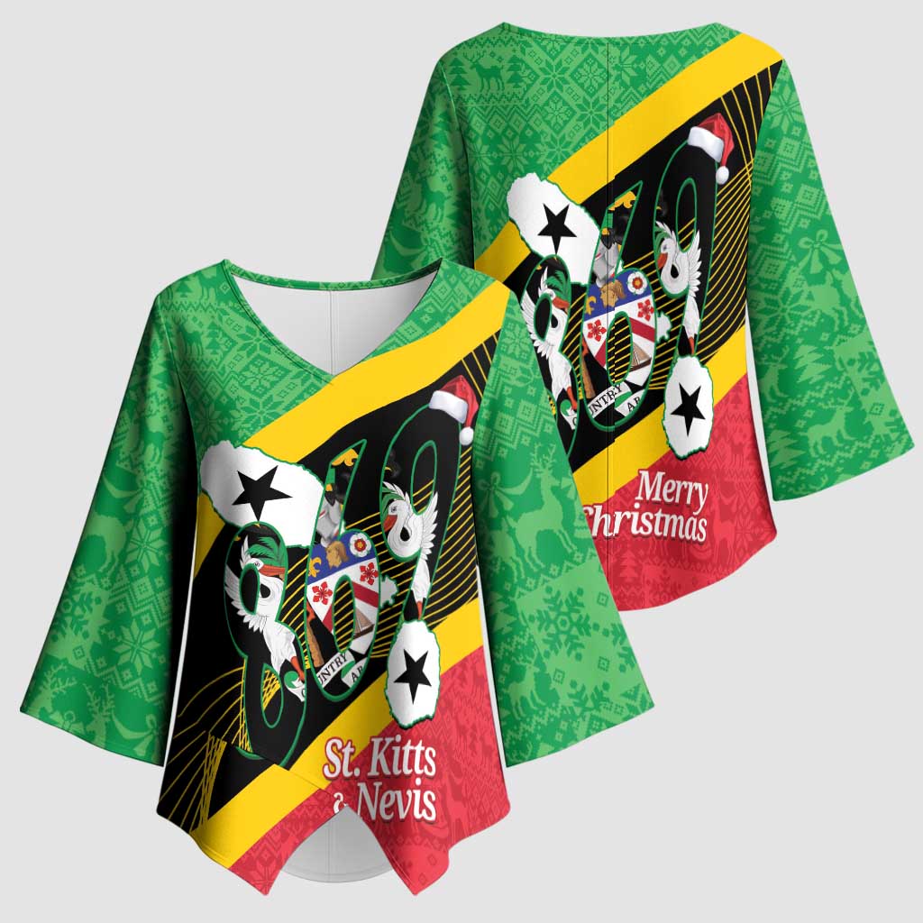 St Kitts and Nevis Christmas Kimono Sleeve Blouse 869 Proud With Map - Wonder Print Shop