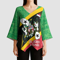 St Kitts and Nevis Christmas Kimono Sleeve Blouse 869 Proud With Map - Wonder Print Shop