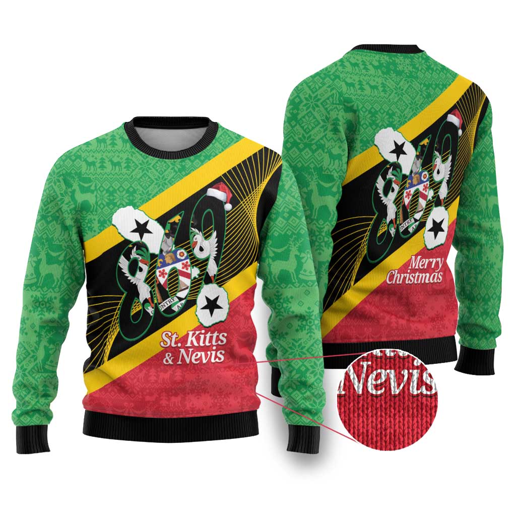 St Kitts and Nevis Christmas Ugly Christmas Sweater 869 Proud With Map - Wonder Print Shop