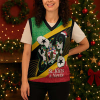 St Kitts and Nevis Christmas Knitted V-Neck Vest 869 Proud With Map - Wonder Print Shop