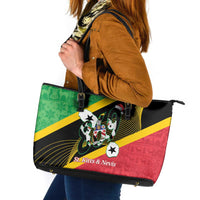 St Kitts and Nevis Christmas Leather Tote Bag 869 Proud With Map - Wonder Print Shop