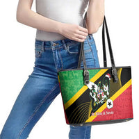 St Kitts and Nevis Christmas Leather Tote Bag 869 Proud With Map - Wonder Print Shop