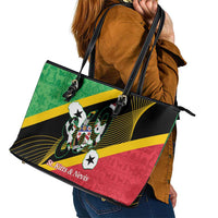 St Kitts and Nevis Christmas Leather Tote Bag 869 Proud With Map - Wonder Print Shop