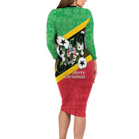 St Kitts and Nevis Christmas Long Sleeve Bodycon Dress 869 Proud With Map - Wonder Print Shop
