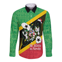 St Kitts and Nevis Christmas Long Sleeve Button Shirt 869 Proud With Map - Wonder Print Shop
