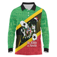 St Kitts and Nevis Christmas Long Sleeve Polo Shirt 869 Proud With Map - Wonder Print Shop