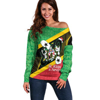 St Kitts and Nevis Christmas Off Shoulder Sweater 869 Proud With Map - Wonder Print Shop