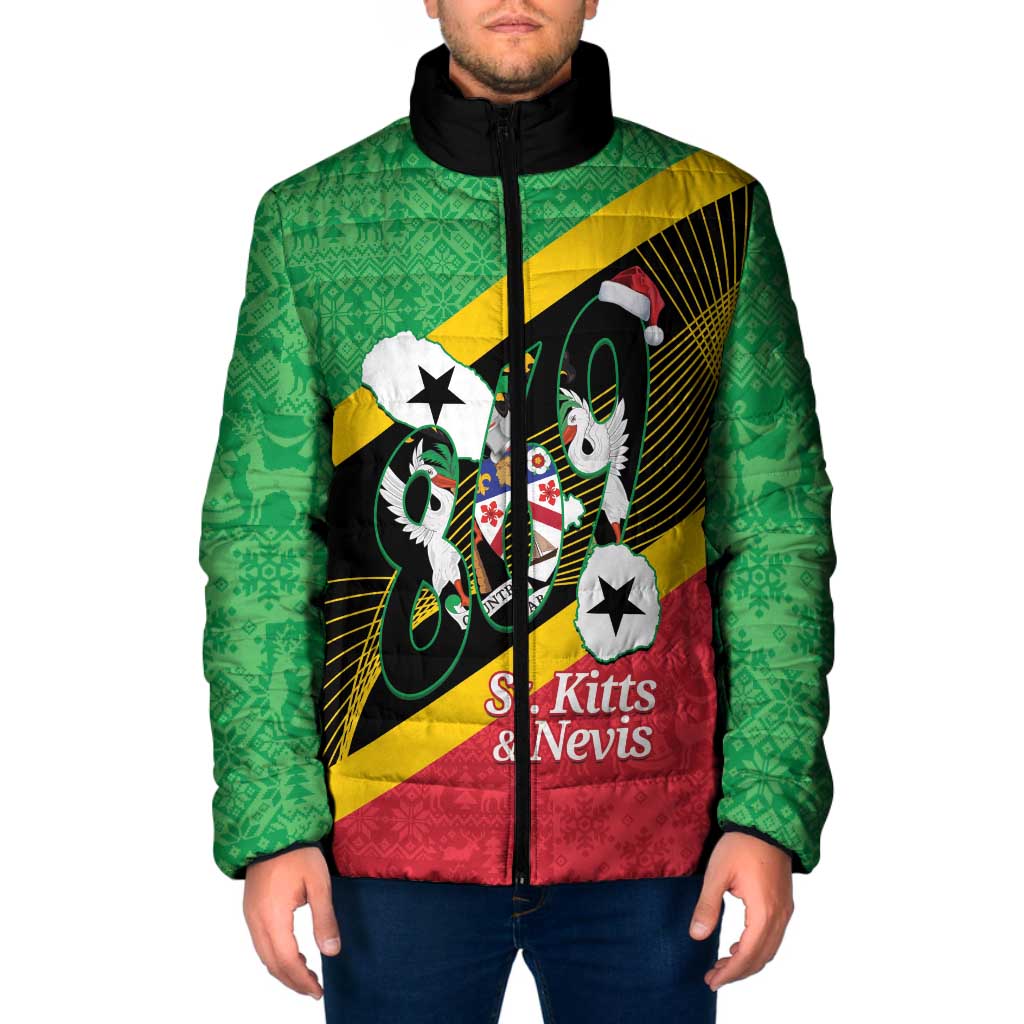St Kitts and Nevis Christmas Padded Jacket 869 Proud With Map - Wonder Print Shop