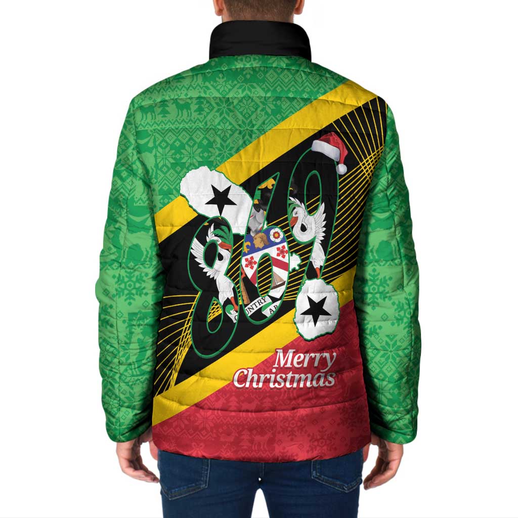 St Kitts and Nevis Christmas Padded Jacket 869 Proud With Map - Wonder Print Shop