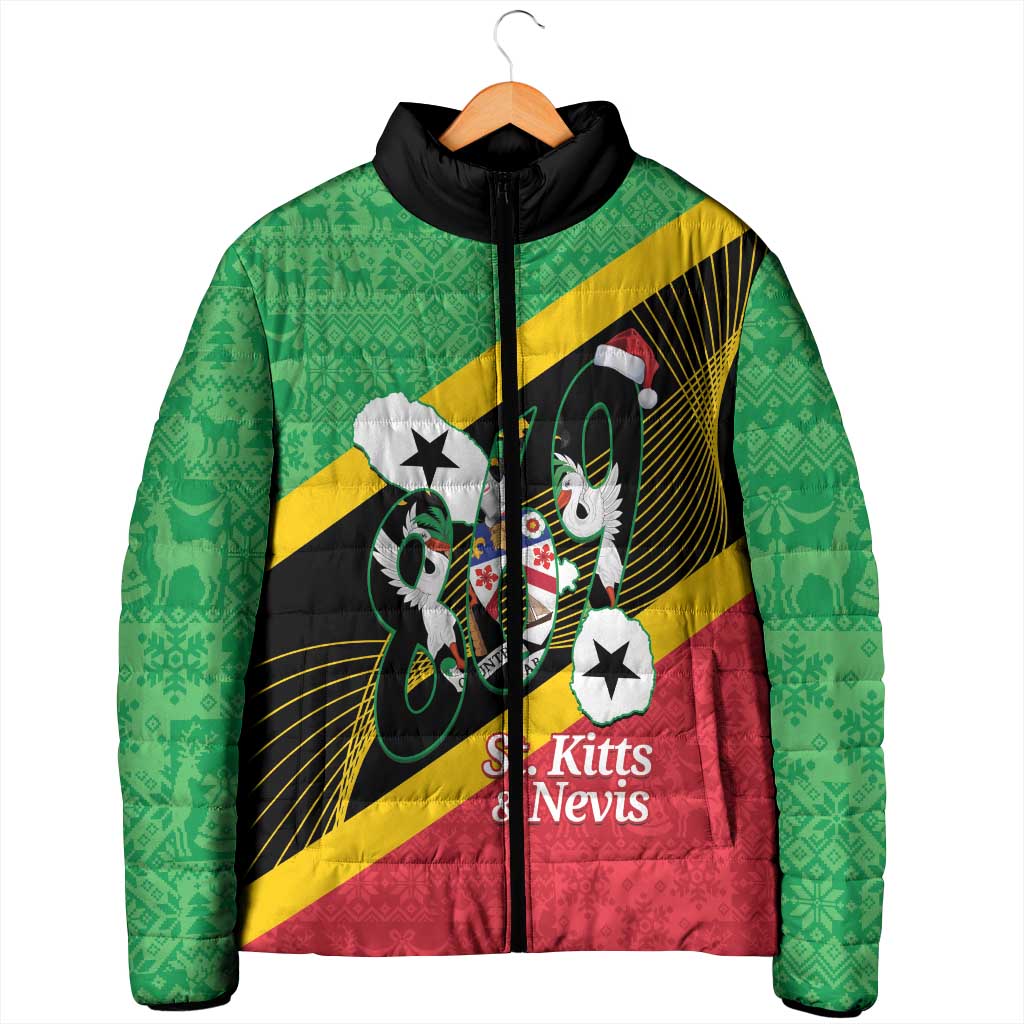 St Kitts and Nevis Christmas Padded Jacket 869 Proud With Map - Wonder Print Shop