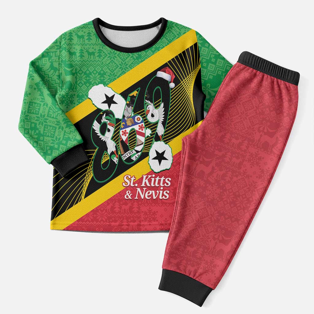 St Kitts and Nevis Christmas Pajama Set 869 Proud With Map - Wonder Print Shop