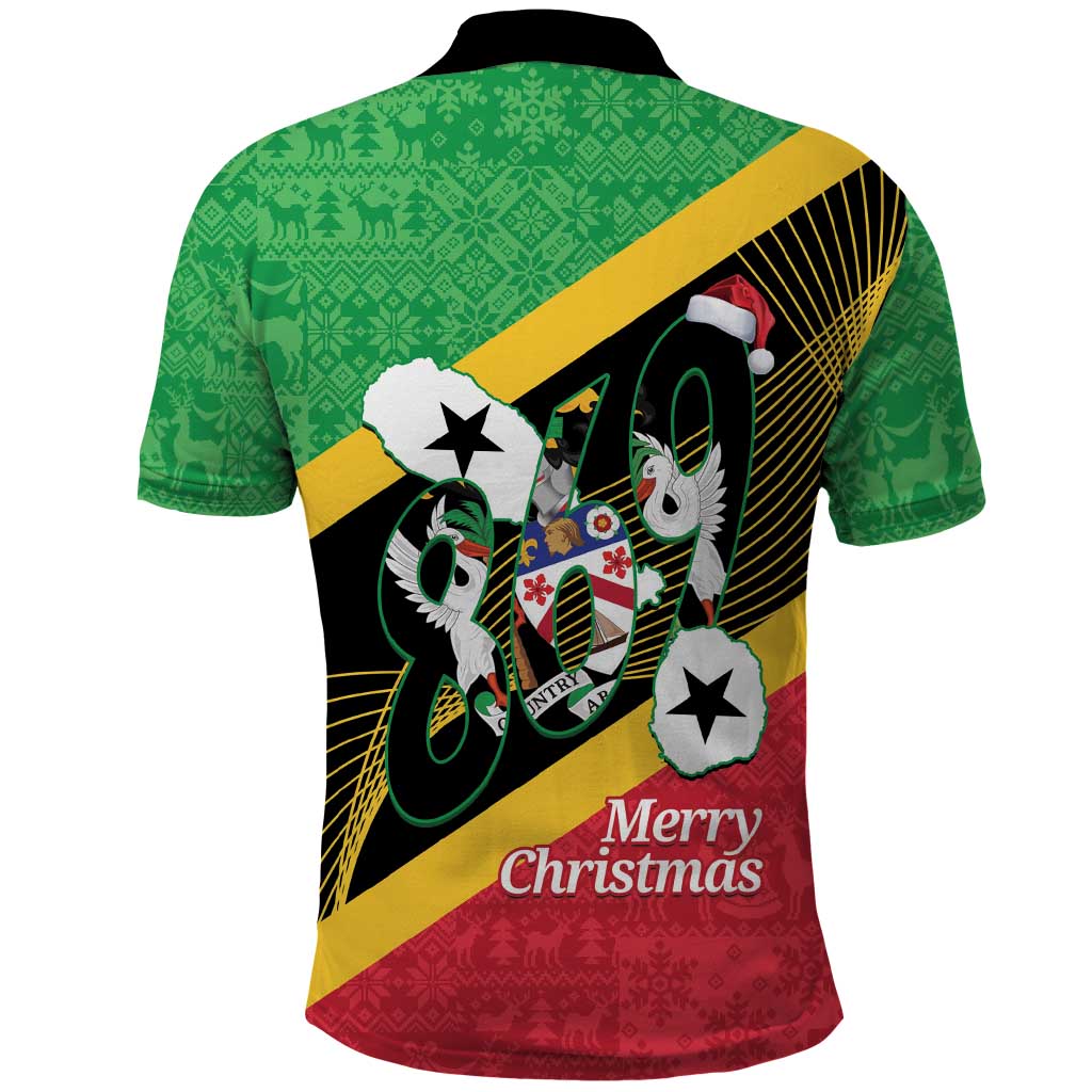 St Kitts and Nevis Christmas Polo Shirt 869 Proud With Map - Wonder Print Shop