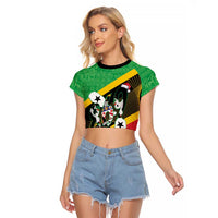 St Kitts and Nevis Christmas Raglan Cropped T Shirt 869 Proud With Map - Wonder Print Shop