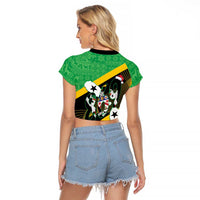 St Kitts and Nevis Christmas Raglan Cropped T Shirt 869 Proud With Map - Wonder Print Shop
