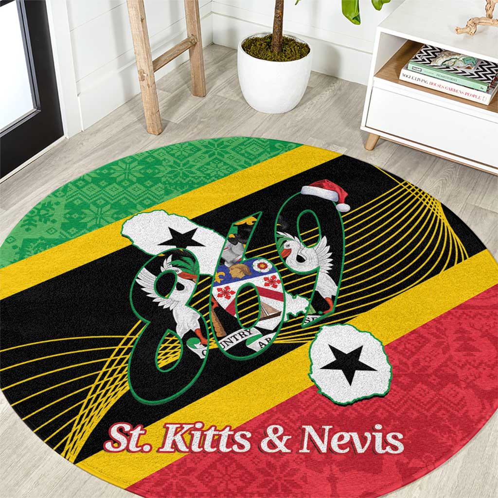 St Kitts and Nevis Christmas Round Carpet 869 Proud With Map - Wonder Print Shop