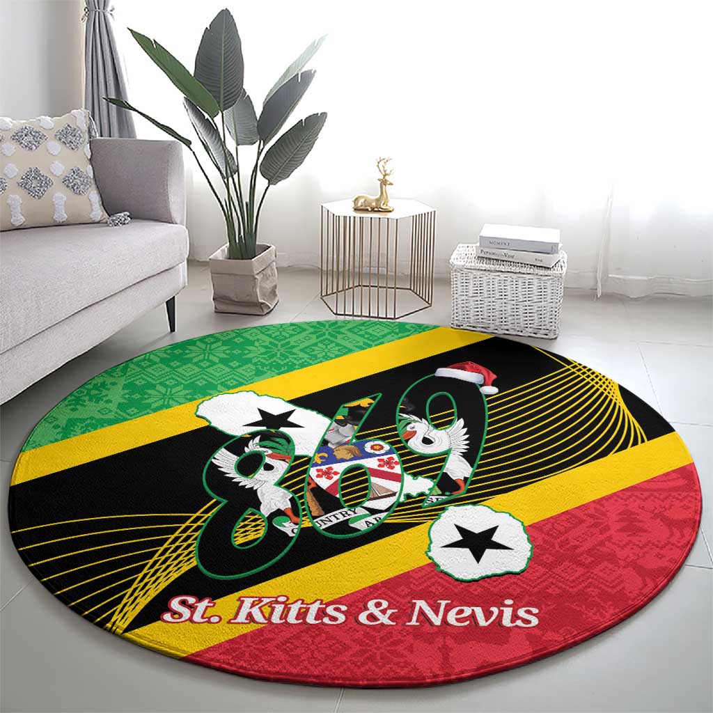 St Kitts and Nevis Christmas Round Carpet 869 Proud With Map - Wonder Print Shop