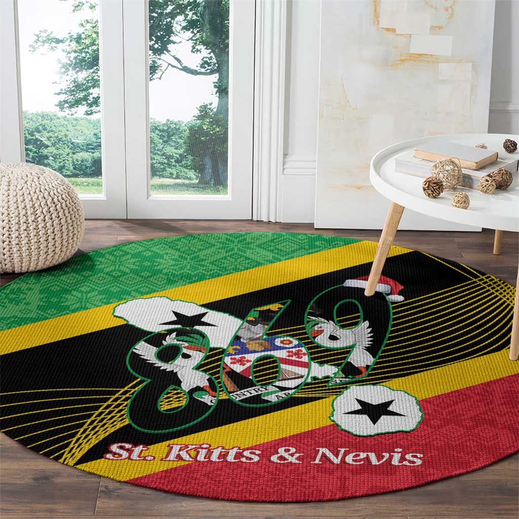 St Kitts and Nevis Christmas Round Carpet 869 Proud With Map - Wonder Print Shop
