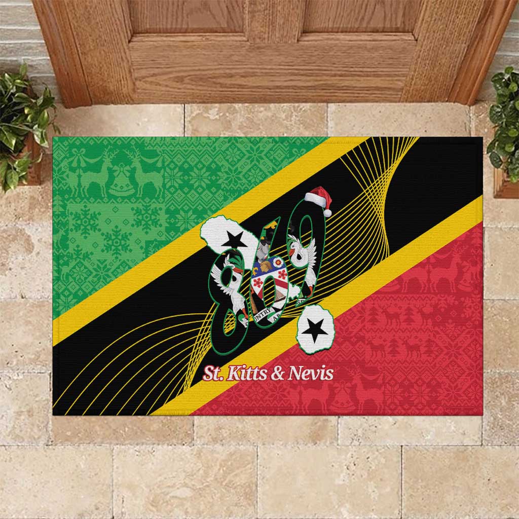 St Kitts and Nevis Christmas Rubber Doormat 869 Proud With Map - Wonder Print Shop