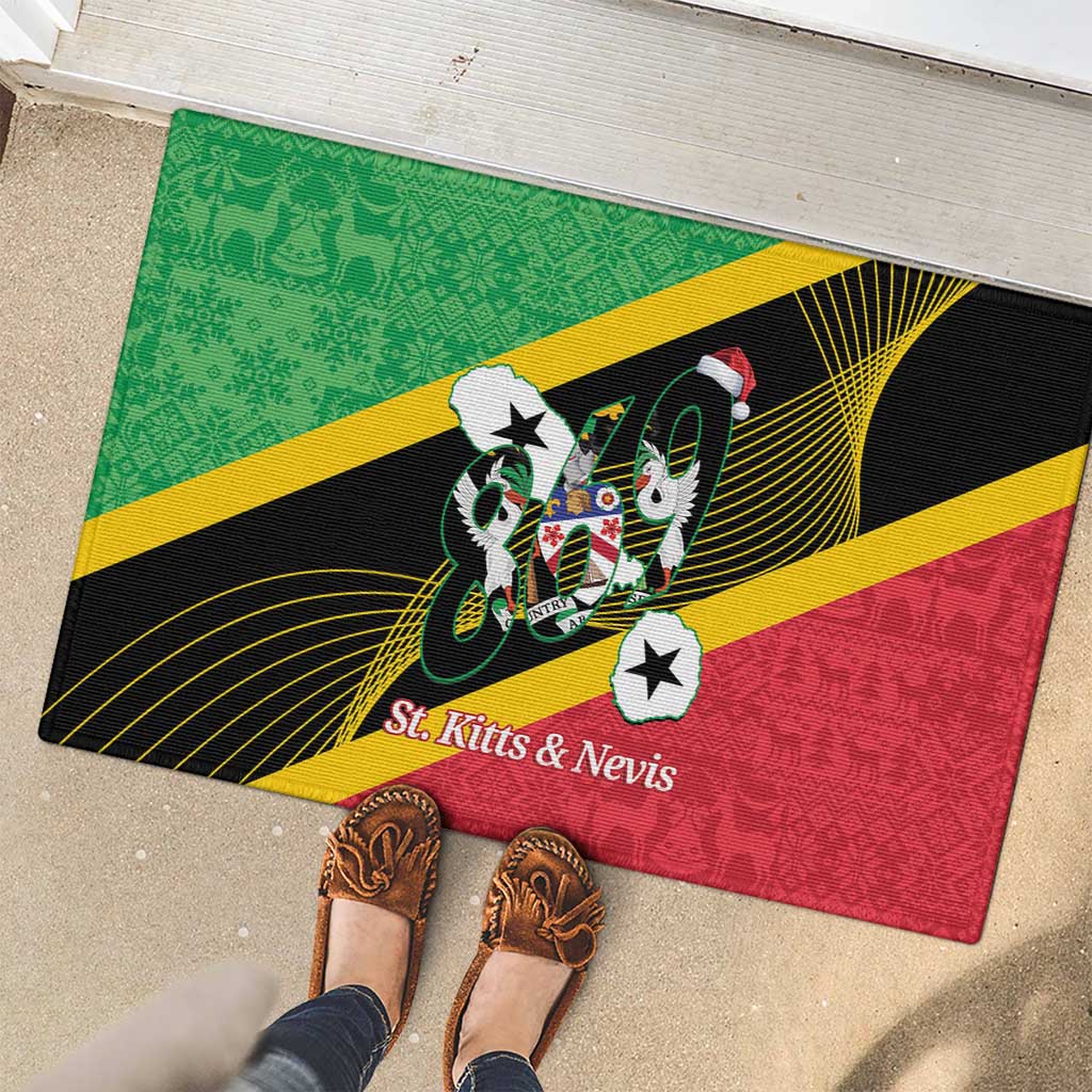 St Kitts and Nevis Christmas Rubber Doormat 869 Proud With Map - Wonder Print Shop