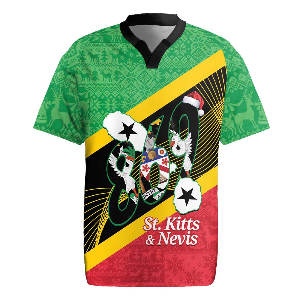 St Kitts and Nevis Christmas Rugby Jersey 869 Proud With Map - Wonder Print Shop