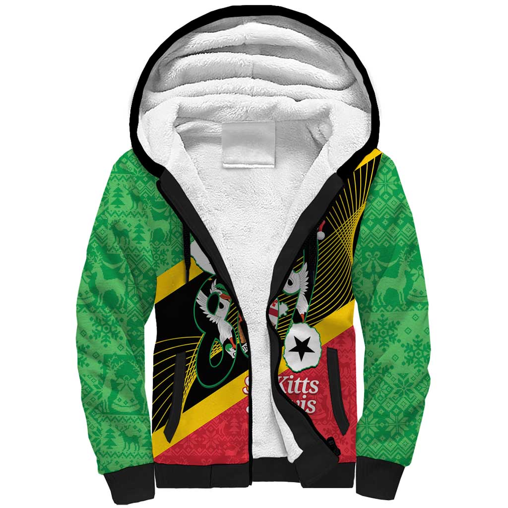 St Kitts and Nevis Christmas Sherpa Hoodie 869 Proud With Map - Wonder Print Shop