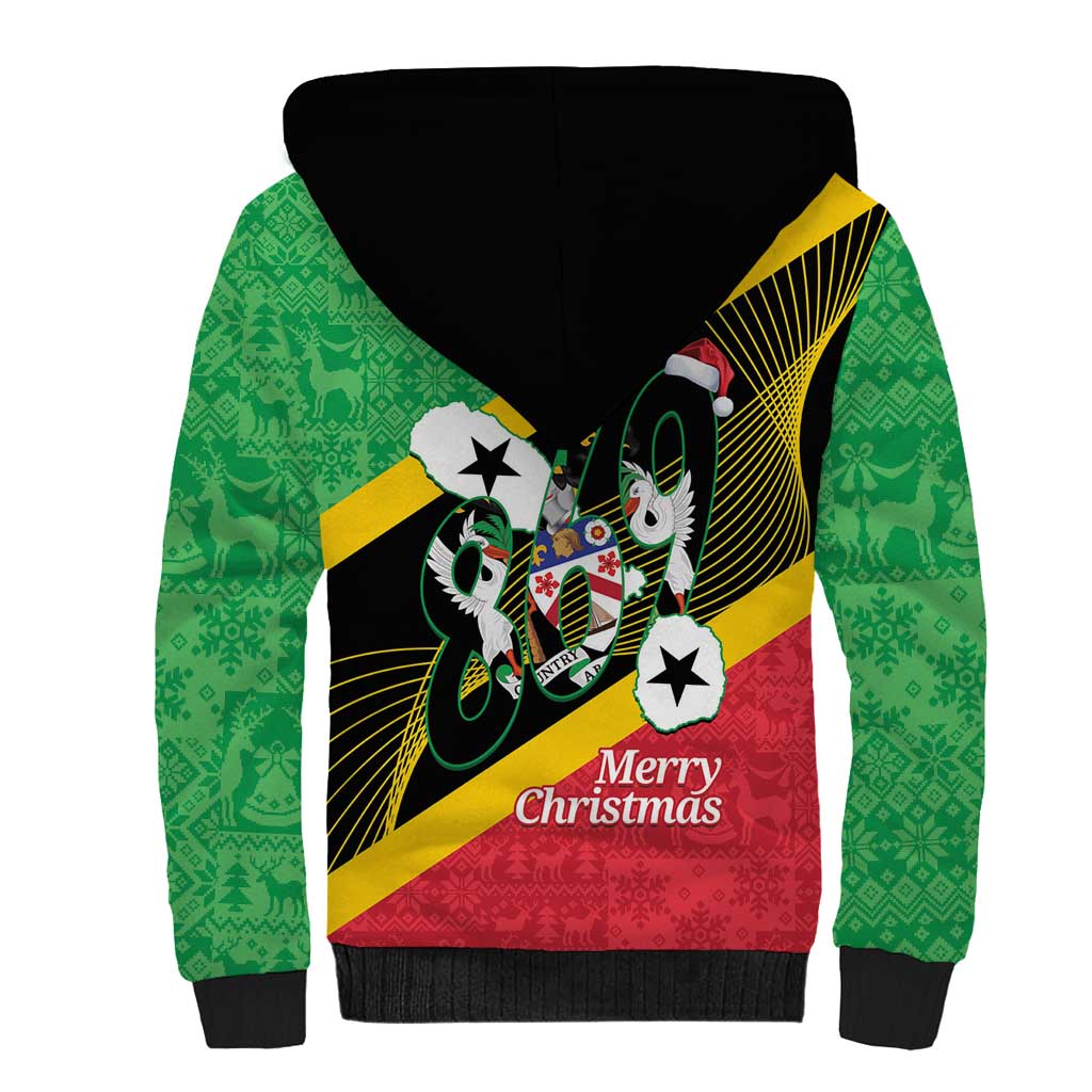 St Kitts and Nevis Christmas Sherpa Hoodie 869 Proud With Map - Wonder Print Shop
