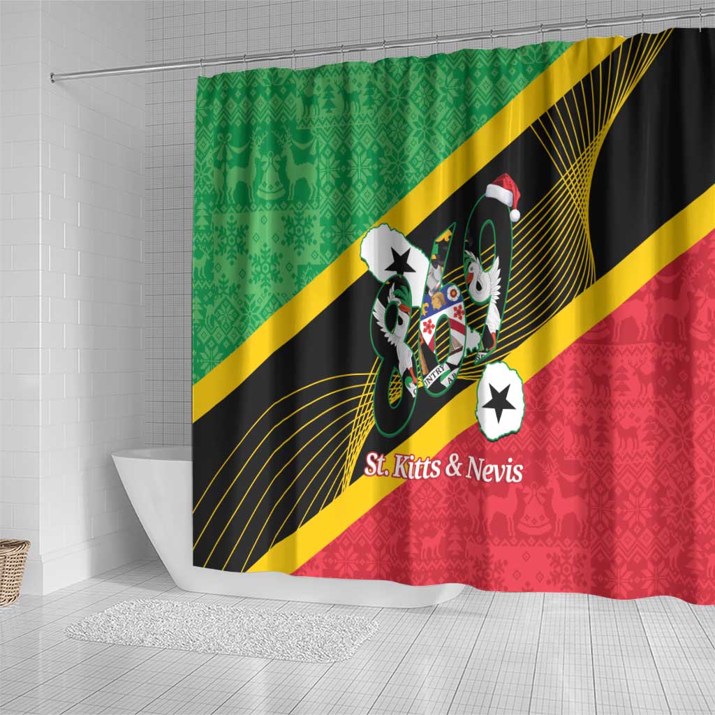 St Kitts and Nevis Christmas Shower Curtain 869 Proud With Map - Wonder Print Shop
