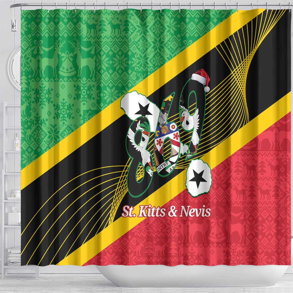St Kitts and Nevis Christmas Shower Curtain 869 Proud With Map - Wonder Print Shop