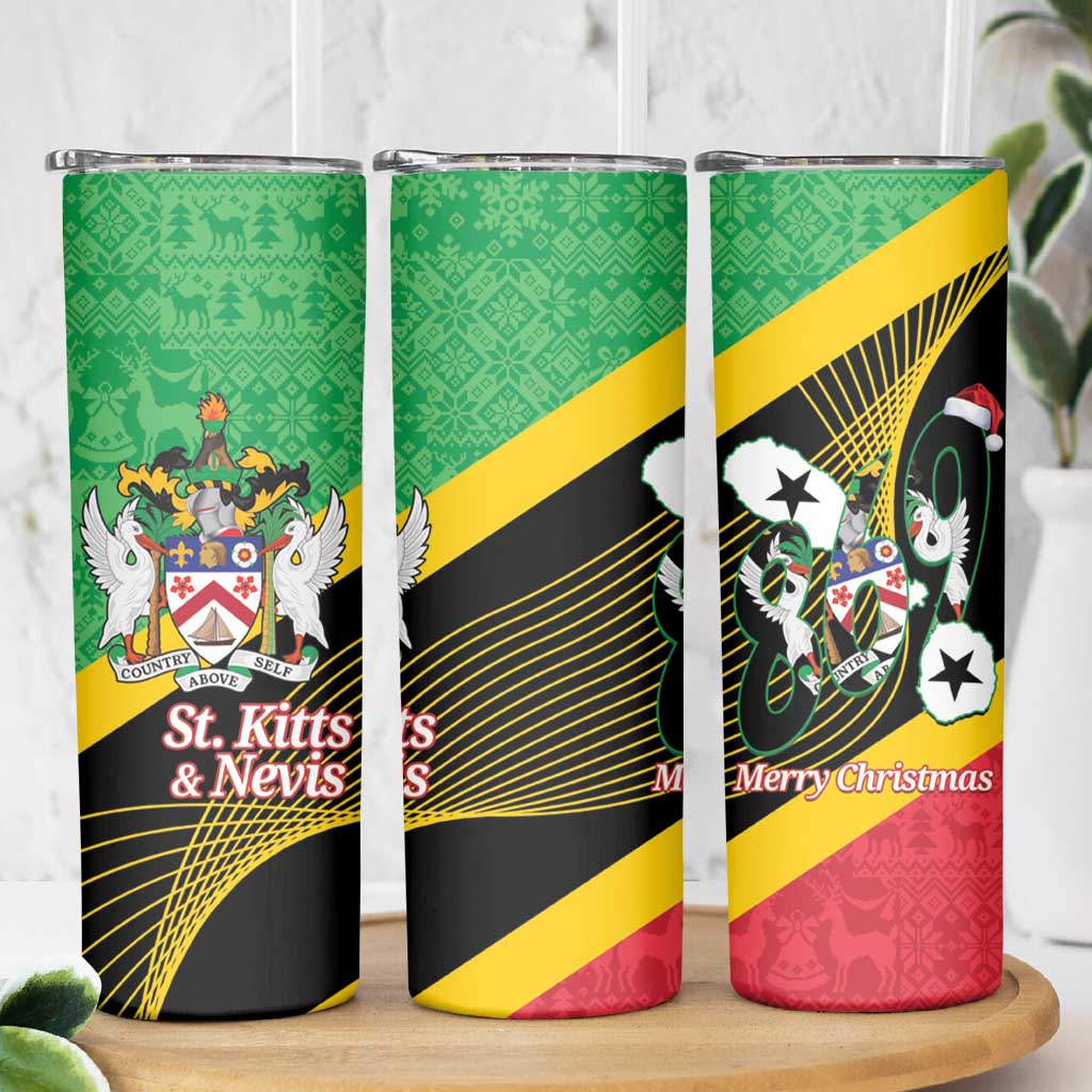 St Kitts and Nevis Christmas Skinny Tumbler 869 Proud With Map - Wonder Print Shop