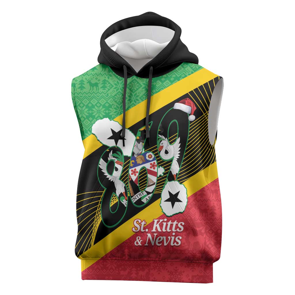 St Kitts and Nevis Christmas Sleeveless Hoodie 869 Proud With Map - Wonder Print Shop