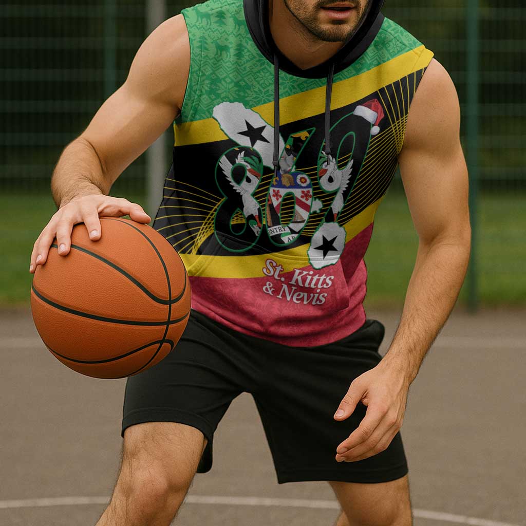 St Kitts and Nevis Christmas Sleeveless Hoodie 869 Proud With Map - Wonder Print Shop