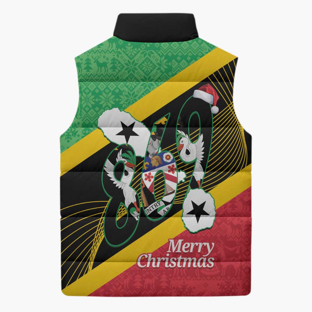 St Kitts and Nevis Christmas Sleeveless Puffer Jacket 869 Proud With Map - Wonder Print Shop