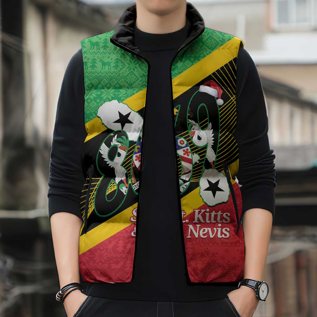 St Kitts and Nevis Christmas Sleeveless Puffer Jacket 869 Proud With Map - Wonder Print Shop