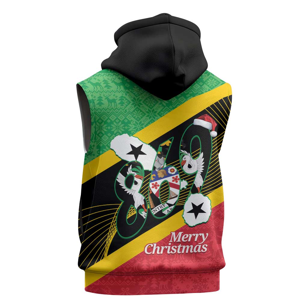 St Kitts and Nevis Christmas Sleeveless Zip Hoodie 869 Proud With Map - Wonder Print Shop
