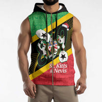 St Kitts and Nevis Christmas Sleeveless Zip Hoodie 869 Proud With Map - Wonder Print Shop