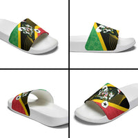 St Kitts and Nevis Christmas Slide Sandals 869 Proud With Map - Wonder Print Shop