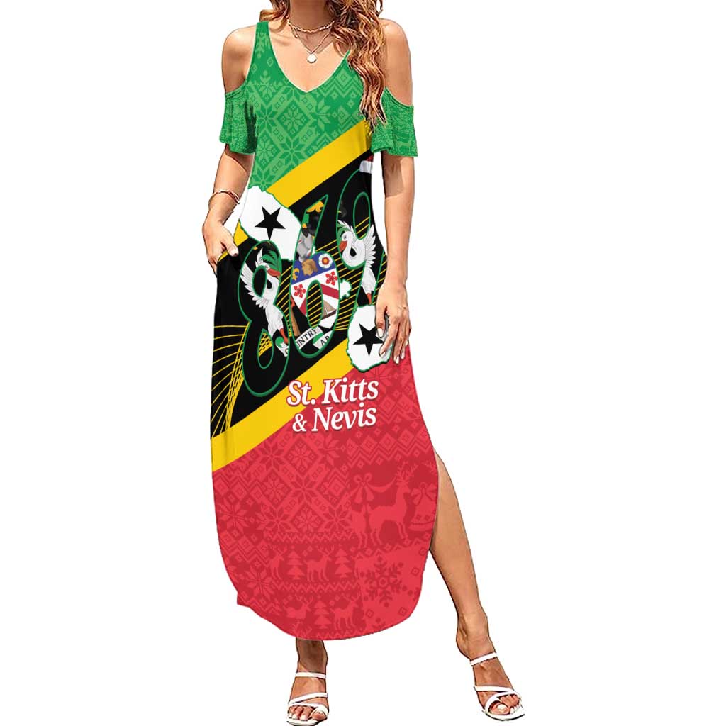 St Kitts and Nevis Christmas Summer Maxi Dress 869 Proud With Map - Wonder Print Shop