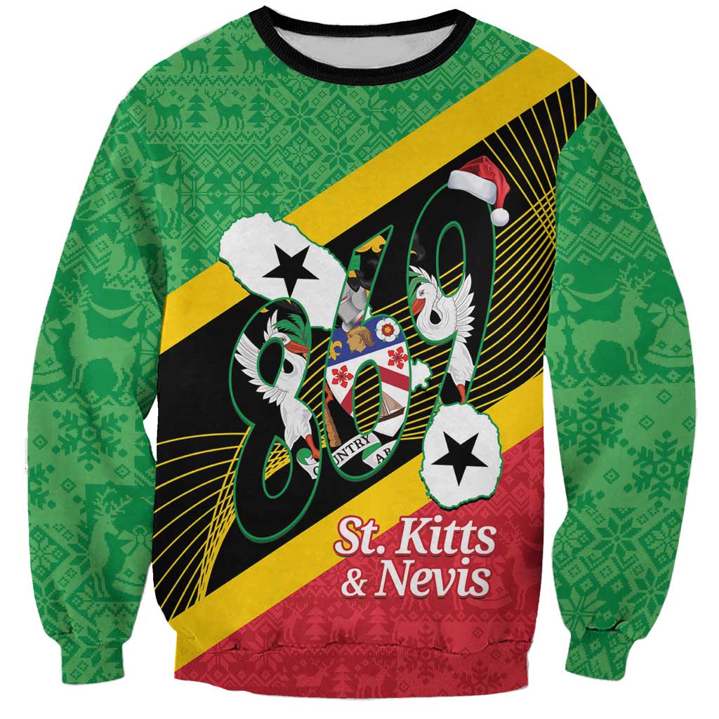 St Kitts and Nevis Christmas Sweatshirt 869 Proud With Map - Wonder Print Shop